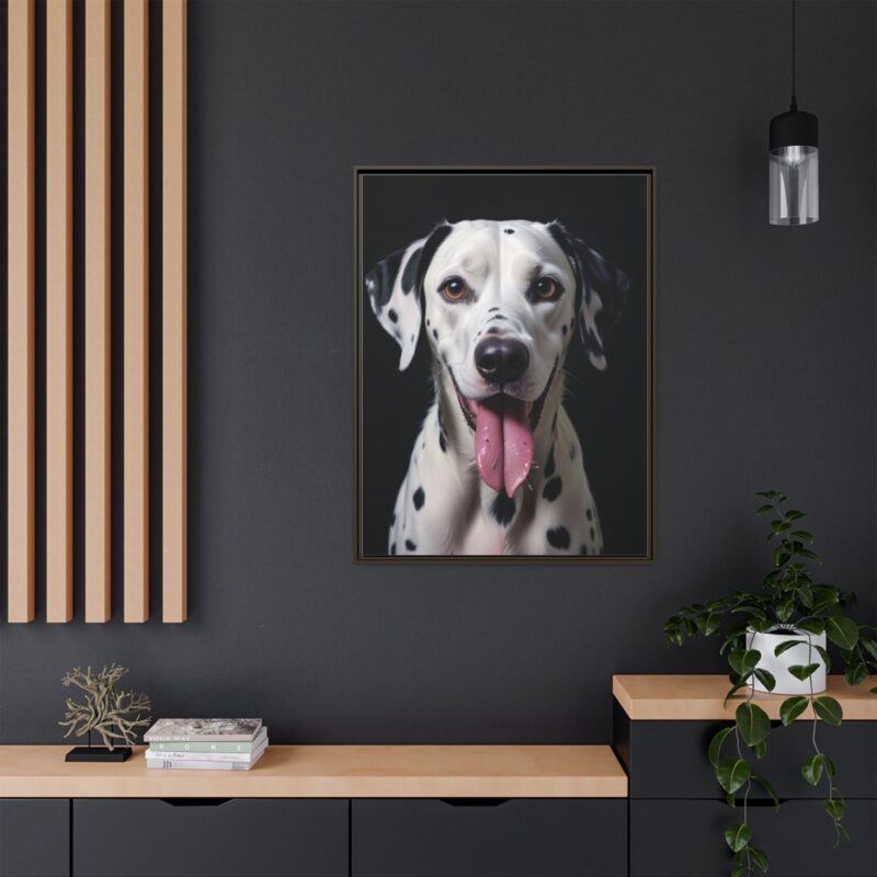 Canvas Art print features a detailed oil painting of a Dalmatian dog with a playful pink tongue sticking out - Image 81