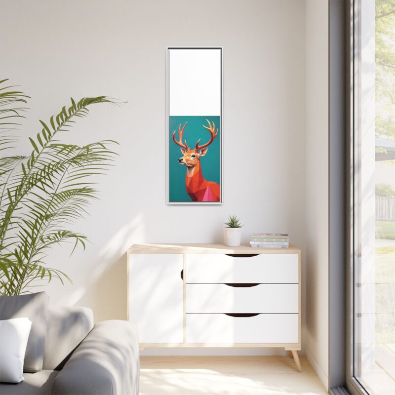 Canvas Art - Low-Poly Deer in Orange, Red, and Pink on Teal Blue Background - Image 105