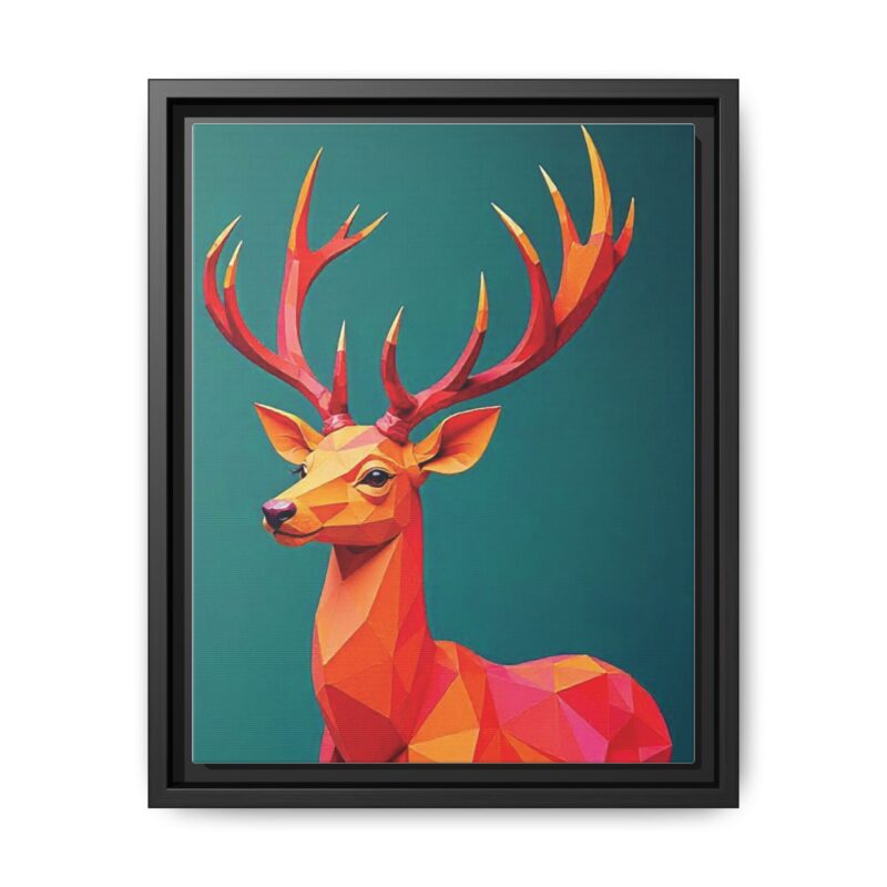 Canvas Art Print - Low-Poly Deer in Warm Tones on Teal Blue Background - Image 9
