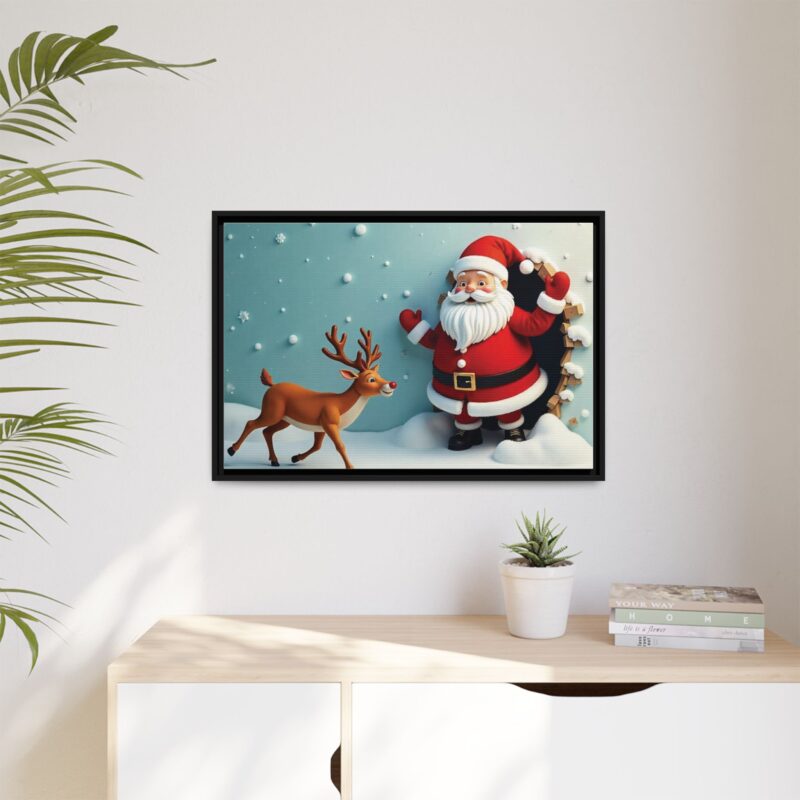 Canvas Wall Art 3D Santa Claus & Reindeer Illusion - Image 28
