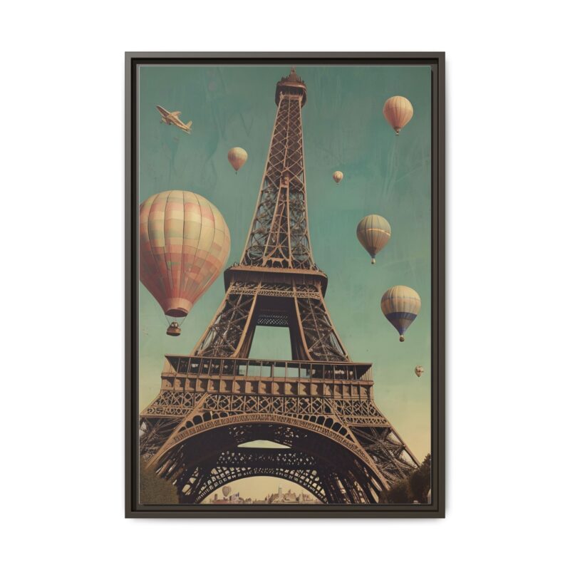 Vintage Paris Travel Canvas art with Hot Air Balloons and Street Lamps - Image 78