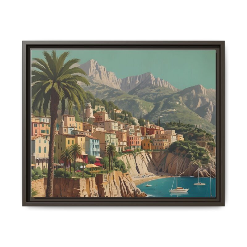 Canvas art of Sun-Drenched Italian Riviera Poster with Sailboats and Palm Trees - Image 66