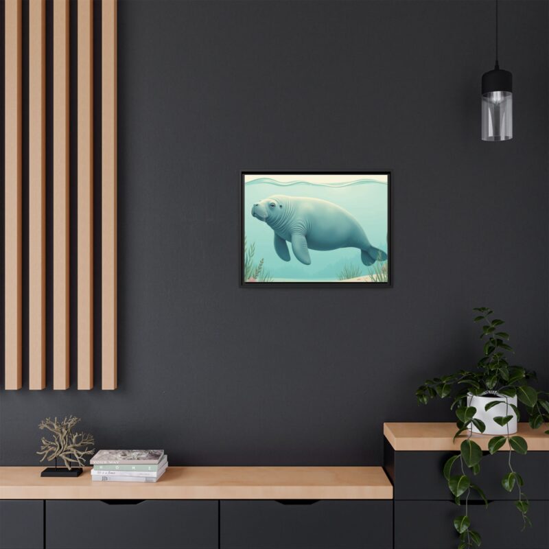 Gentle Giant Florida canvas prints featuring a peaceful manatee swimming through the water. - Image 24