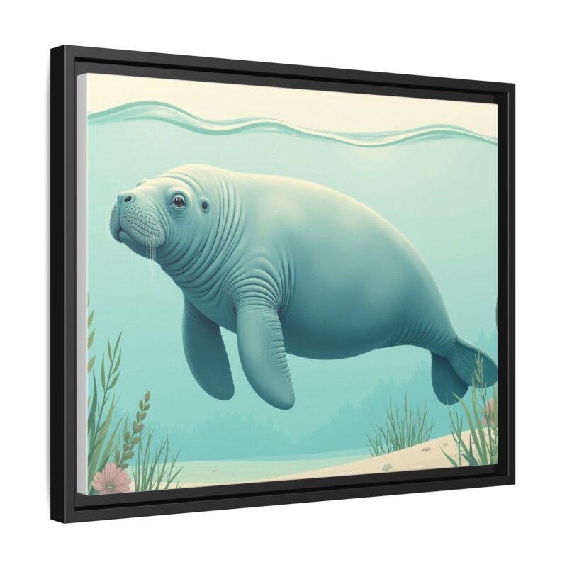 Gentle Giant Florida canvas prints featuring a peaceful manatee swimming through the water. - Image 18
