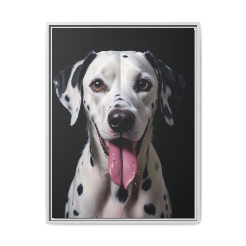 Canvas Art print features a detailed oil painting of a Dalmatian dog with a playful pink tongue sticking out - Image 78