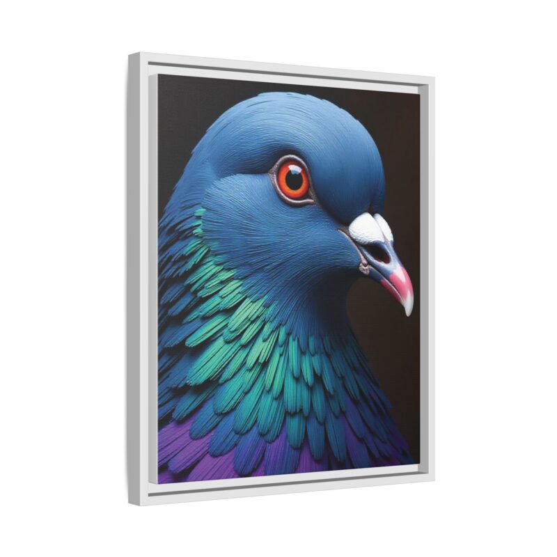 Canvas Print featuring a close-up portrait of a colorful pigeon - Image 63