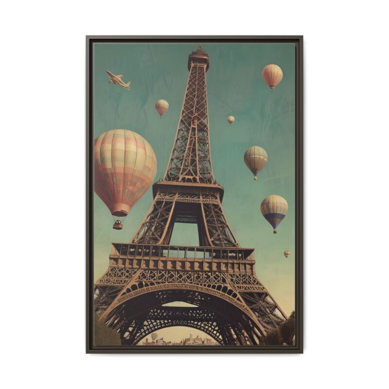 Vintage Paris Travel Canvas art with Hot Air Balloons and Street Lamps - Image 94