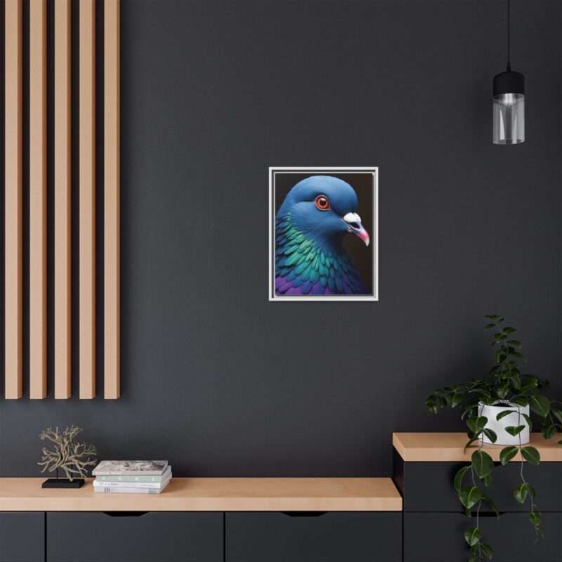 Canvas Print featuring a close-up portrait of a colorful pigeon - Image 64