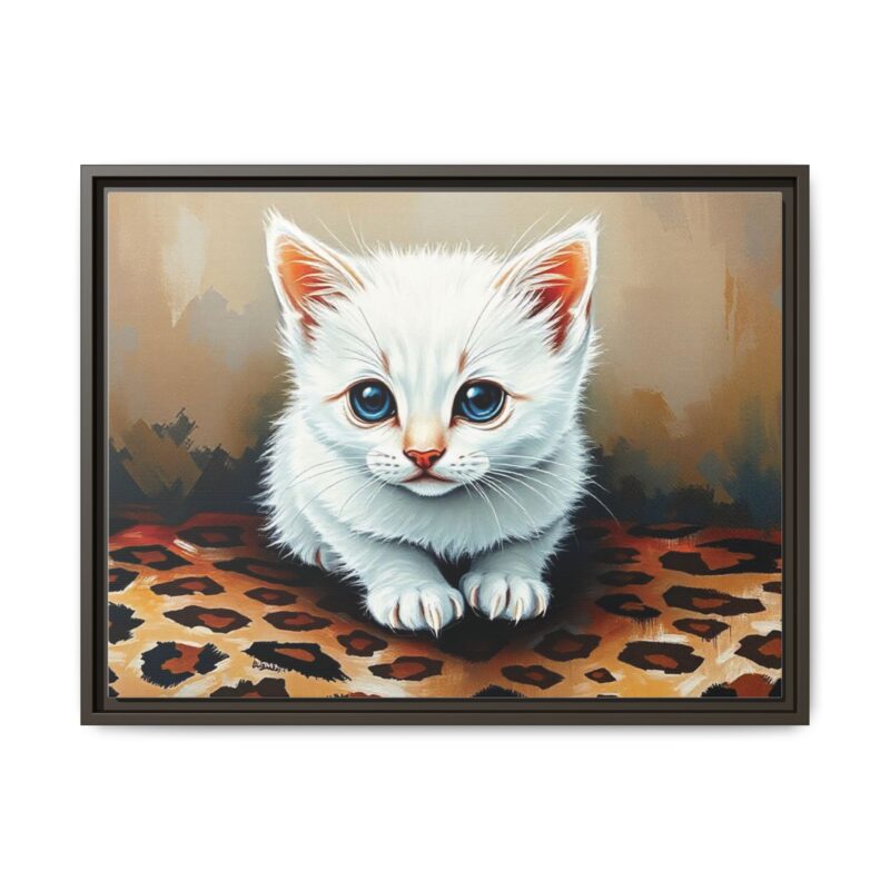 Canvas Print - White Kitten on Leopard Print Surface Wall Art - Image 74