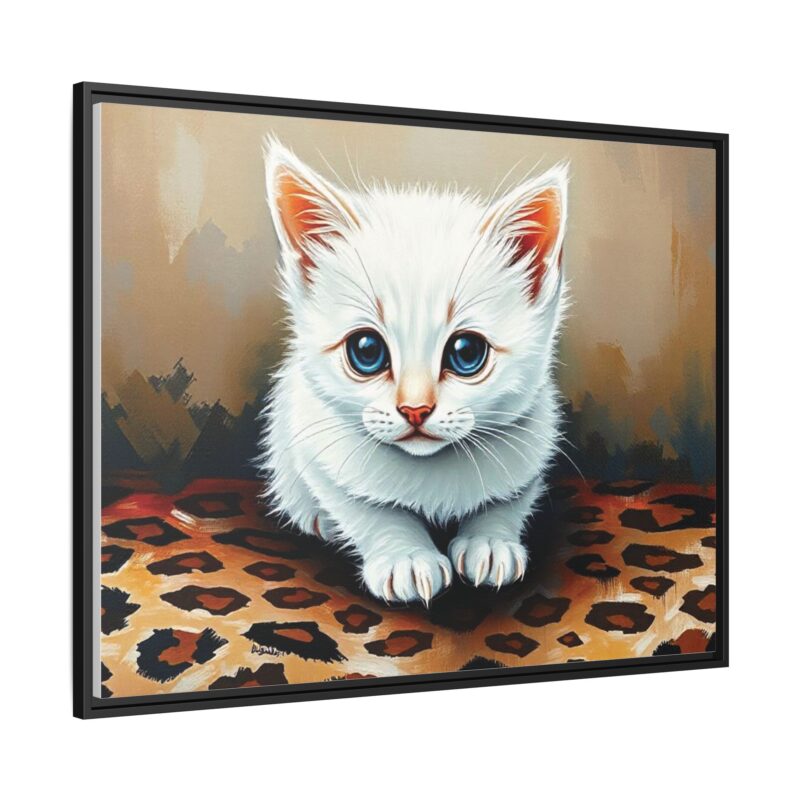 Canvas Print - White Kitten on Leopard Print Surface Wall Art - Image 3