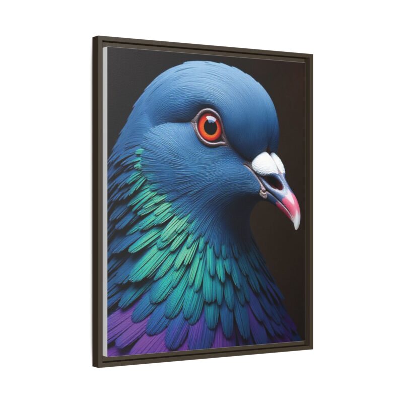 Canvas Print featuring a close-up portrait of a colorful pigeon - Image 91