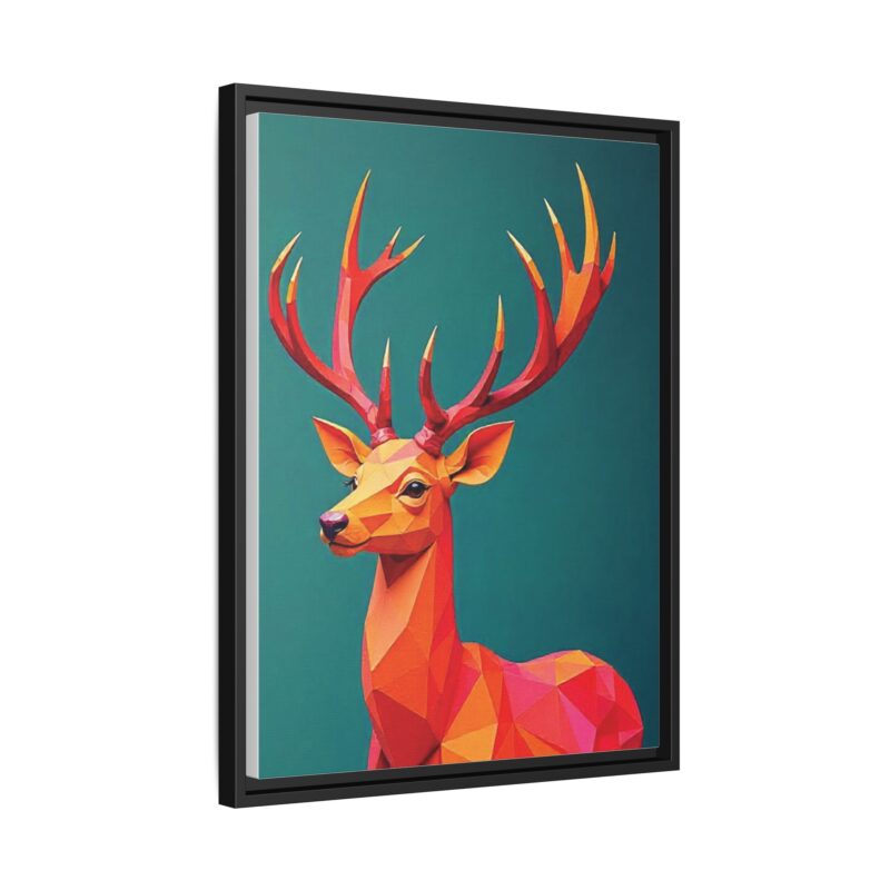 Canvas Art Print - Low-Poly Deer in Warm Tones on Teal Blue Background - Image 22