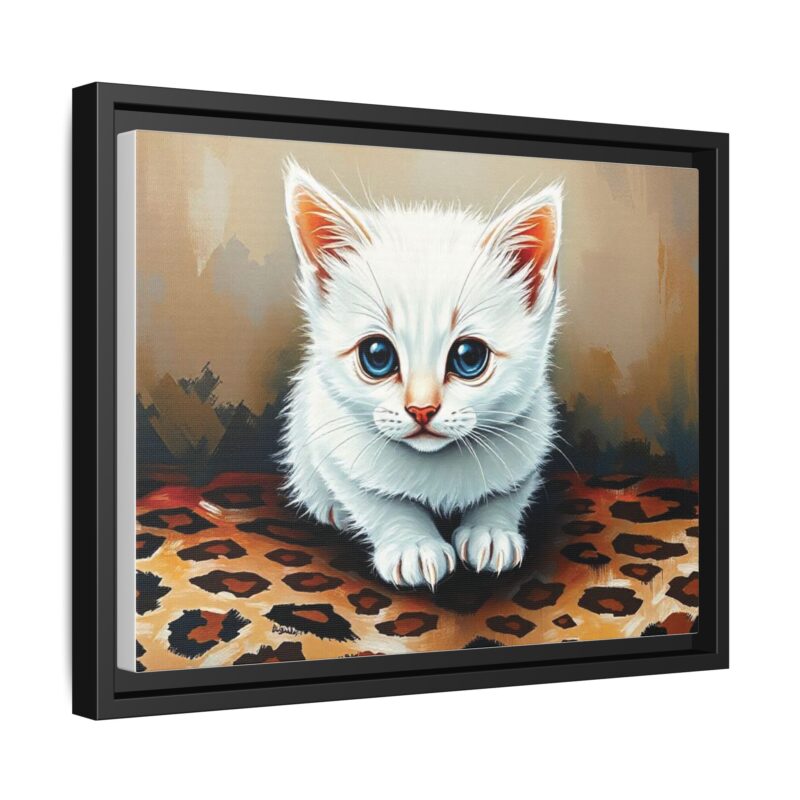 Canvas Print - White Kitten on Leopard Print Surface Wall Art - Image 15