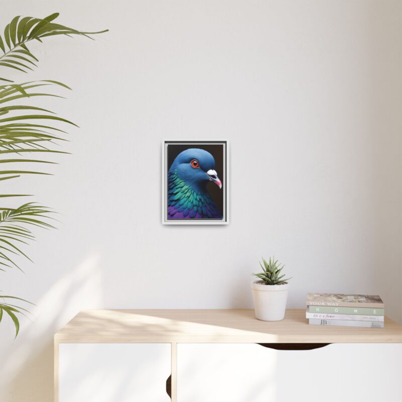 Canvas Print featuring a close-up portrait of a colorful pigeon - Image 37
