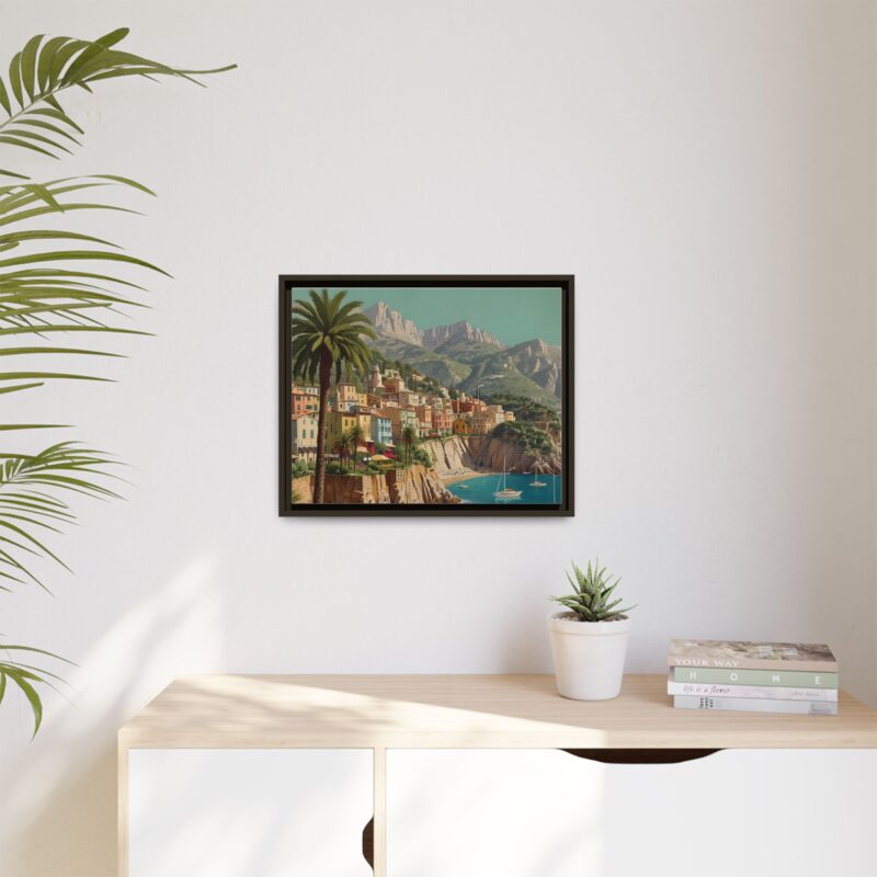 Canvas art of Sun-Drenched Italian Riviera Poster with Sailboats and Palm Trees - Image 65