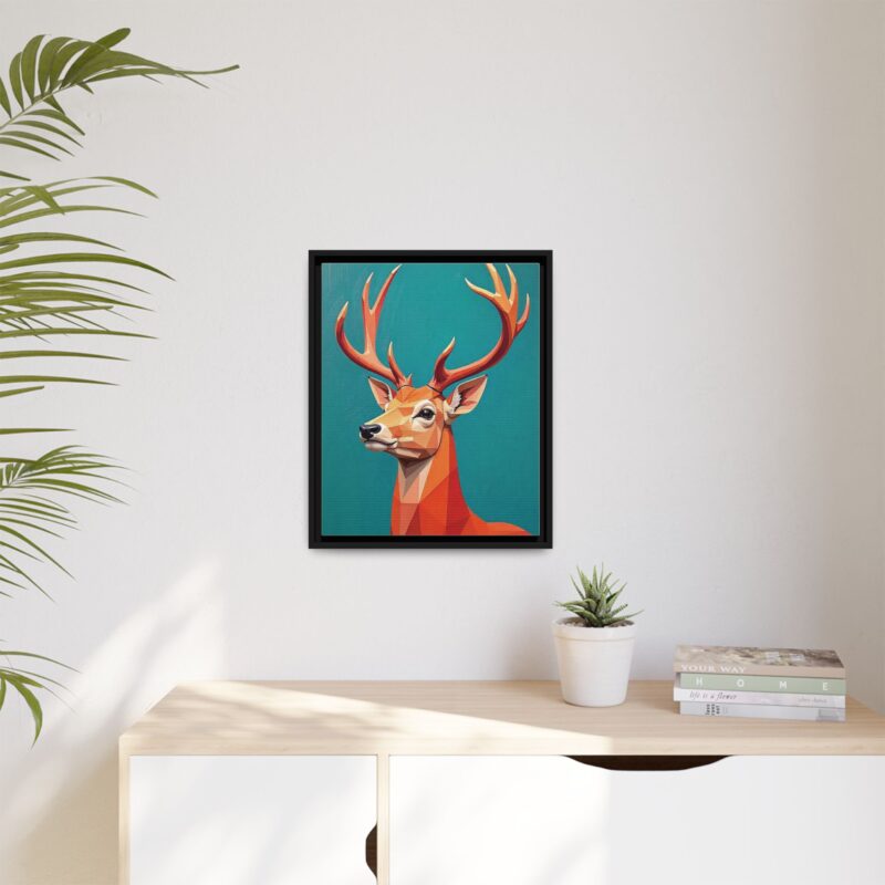 Canvas Art - Low-Poly Deer in Orange, Red, and Pink on Teal Blue Background - Image 17