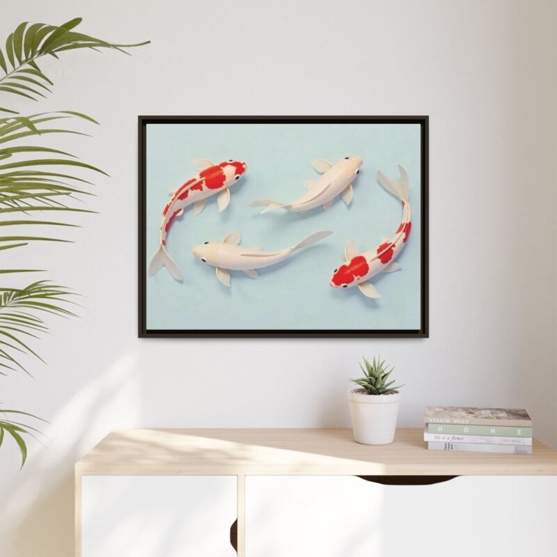 Canvas Print - Colorful Koi Fish Swimming in Minimalist Style - Image 91