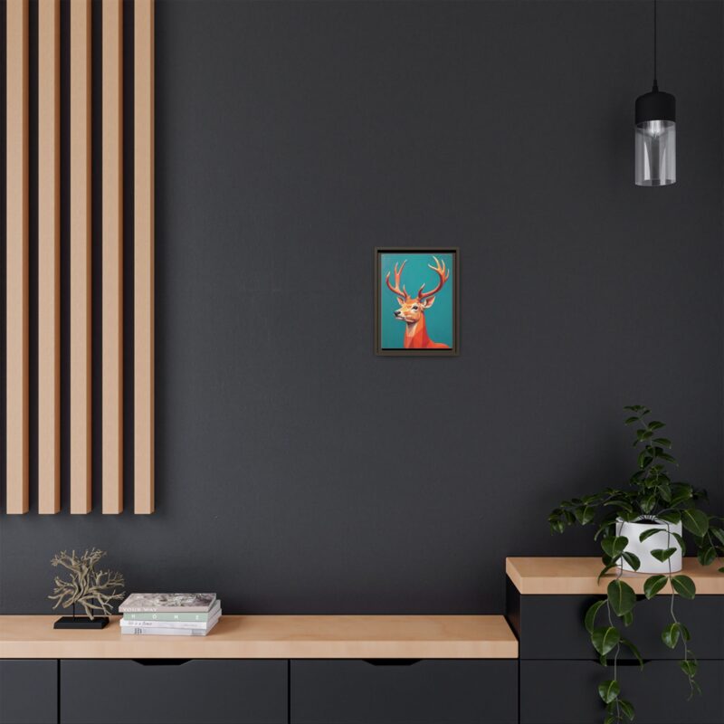 Canvas Art - Low-Poly Deer in Orange, Red, and Pink on Teal Blue Background - Image 32