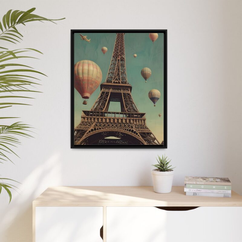 Vintage Paris Travel Canvas art with Hot Air Balloons and Street Lamps - Image 117