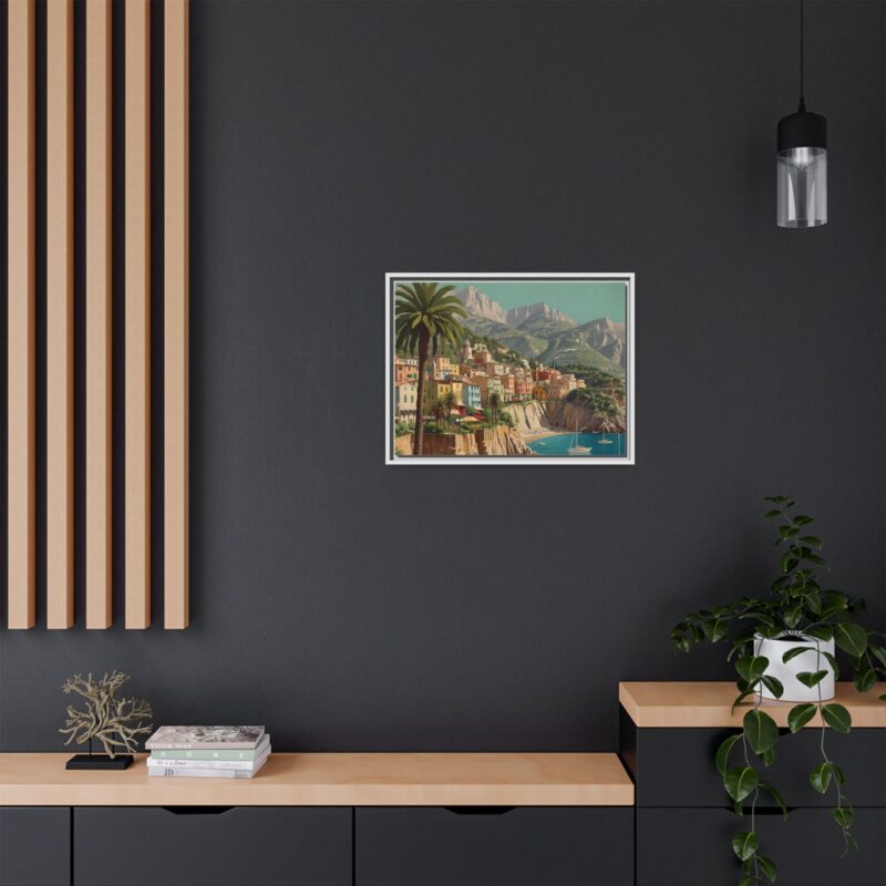 Canvas art of Sun-Drenched Italian Riviera Poster with Sailboats and Palm Trees - Image 80