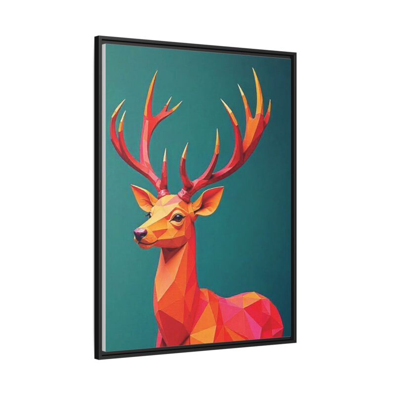 Canvas Art Print - Low-Poly Deer in Warm Tones on Teal Blue Background - Image 2