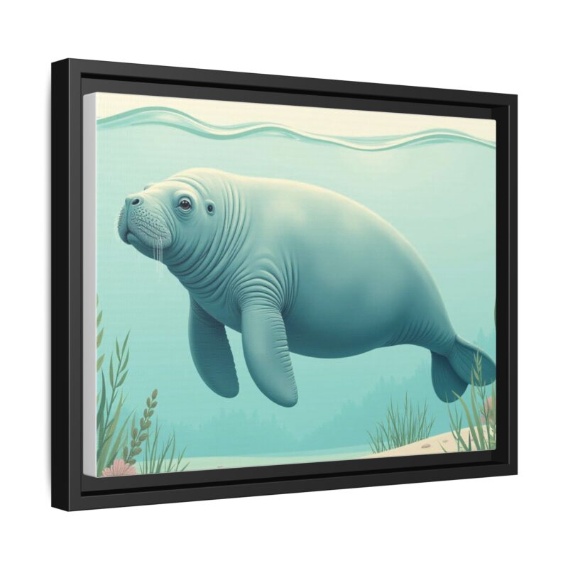 Gentle Giant Florida canvas prints featuring a peaceful manatee swimming through the water. - Image 14