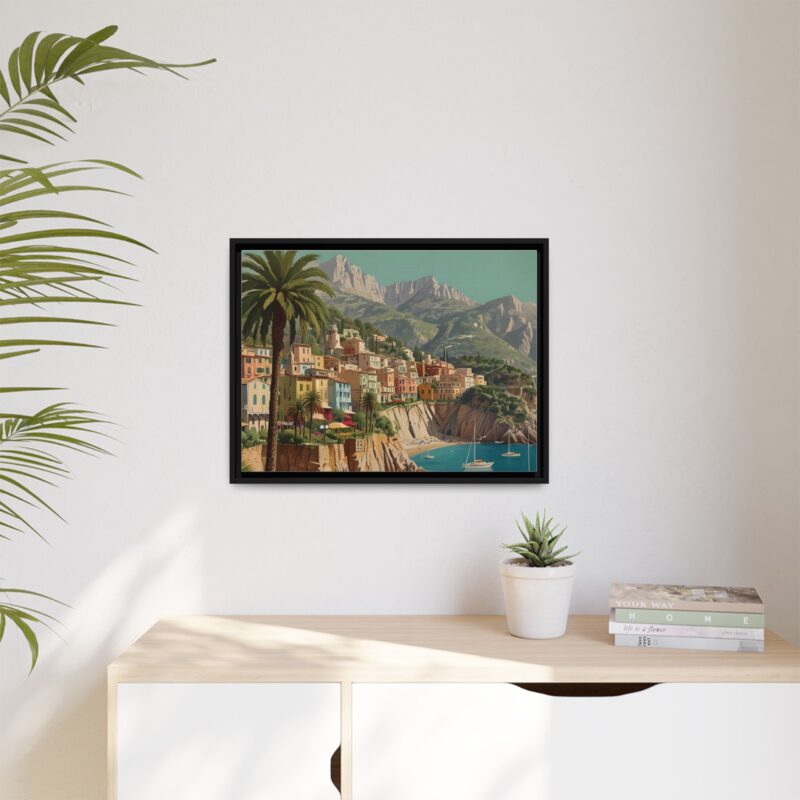 Canvas art of Sun-Drenched Italian Riviera Poster with Sailboats and Palm Trees - Image 21