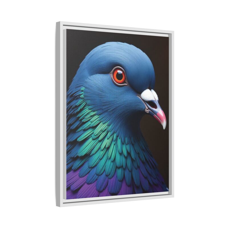 Canvas Print featuring a close-up portrait of a colorful pigeon - Image 71