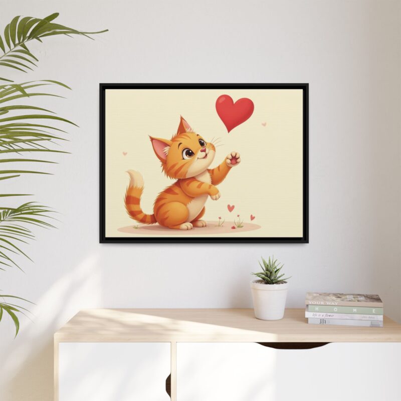 Canvas Print Wall Art - Cartoon Cat Paw Reaching Heart - Image 28