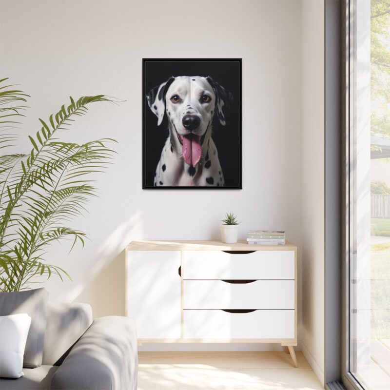 Canvas Art print features a detailed oil painting of a Dalmatian dog with a playful pink tongue sticking out - Image 32