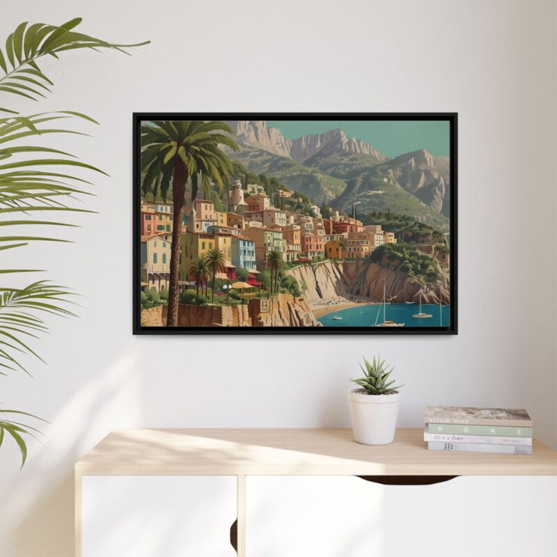Canvas art of Sun-Drenched Italian Riviera Poster with Sailboats and Palm Trees - Image 29