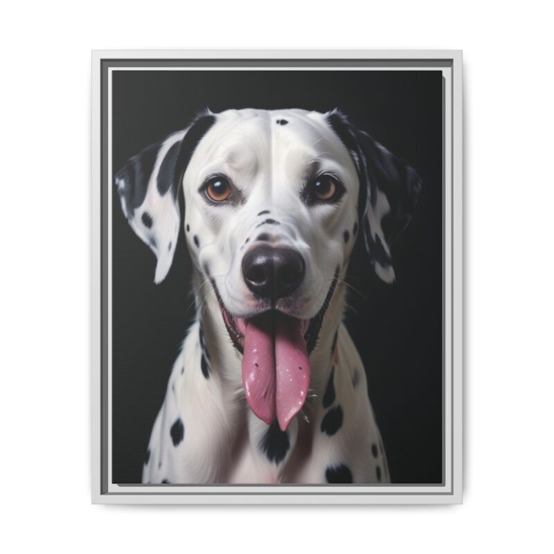 Canvas Art print features a detailed oil painting of a Dalmatian dog with a playful pink tongue sticking out - Image 62