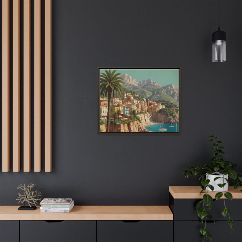 Canvas art of Sun-Drenched Italian Riviera Poster with Sailboats and Palm Trees - Image 128