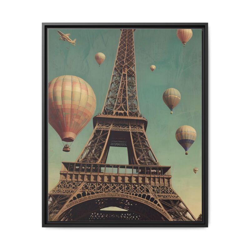 Vintage Paris Travel Canvas art with Hot Air Balloons and Street Lamps - Image 118