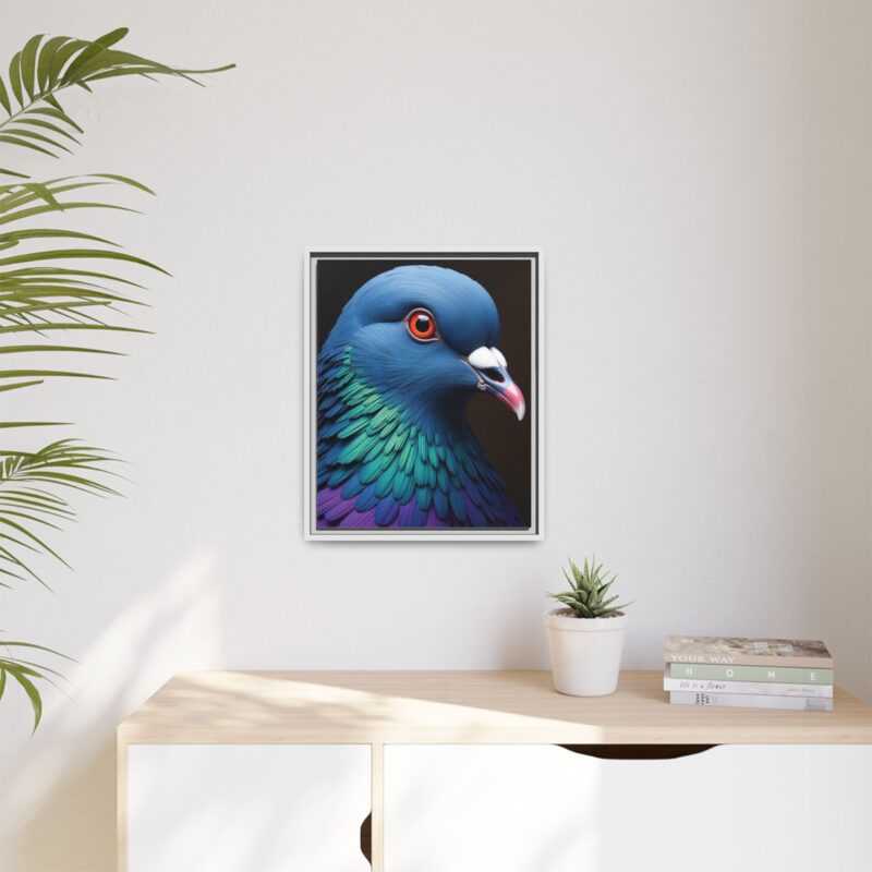 Canvas Print featuring a close-up portrait of a colorful pigeon - Image 61