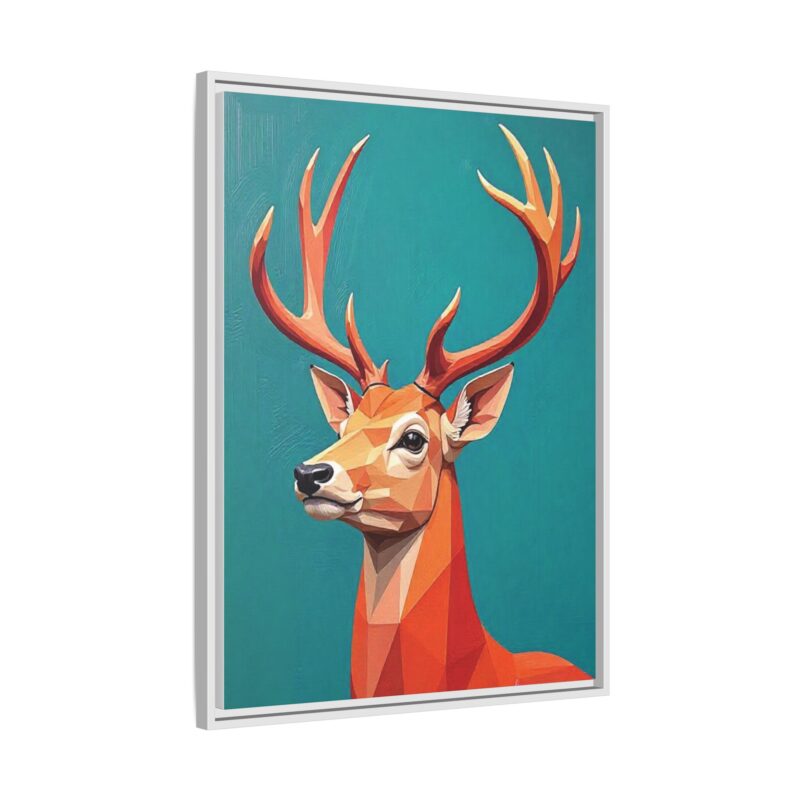 Canvas Art - Low-Poly Deer in Orange, Red, and Pink on Teal Blue Background - Image 75