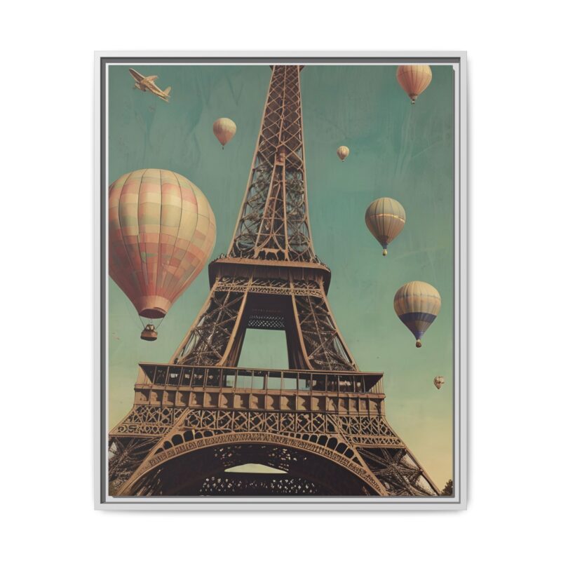 Vintage Paris Travel Canvas art with Hot Air Balloons and Street Lamps - Image 126