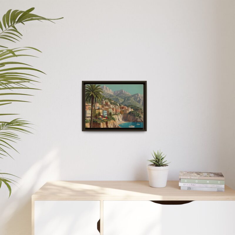 Canvas art of Sun-Drenched Italian Riviera Poster with Sailboats and Palm Trees - Image 57