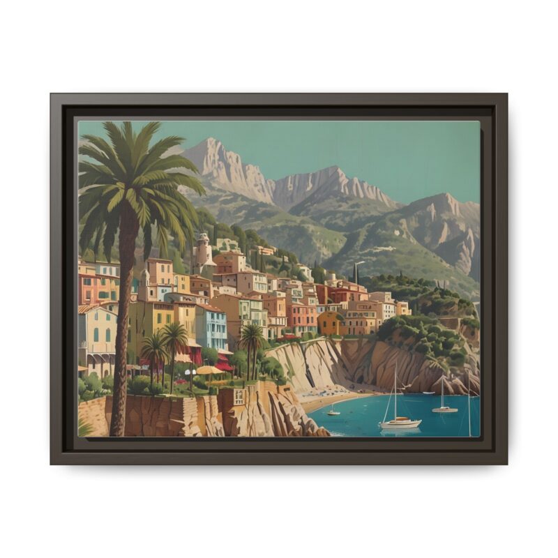 Canvas art of Sun-Drenched Italian Riviera Poster with Sailboats and Palm Trees - Image 50