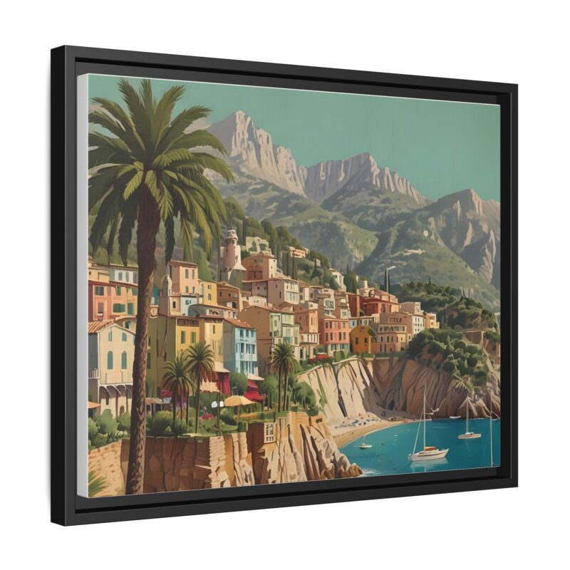 Canvas art of Sun-Drenched Italian Riviera Poster with Sailboats and Palm Trees - Image 19