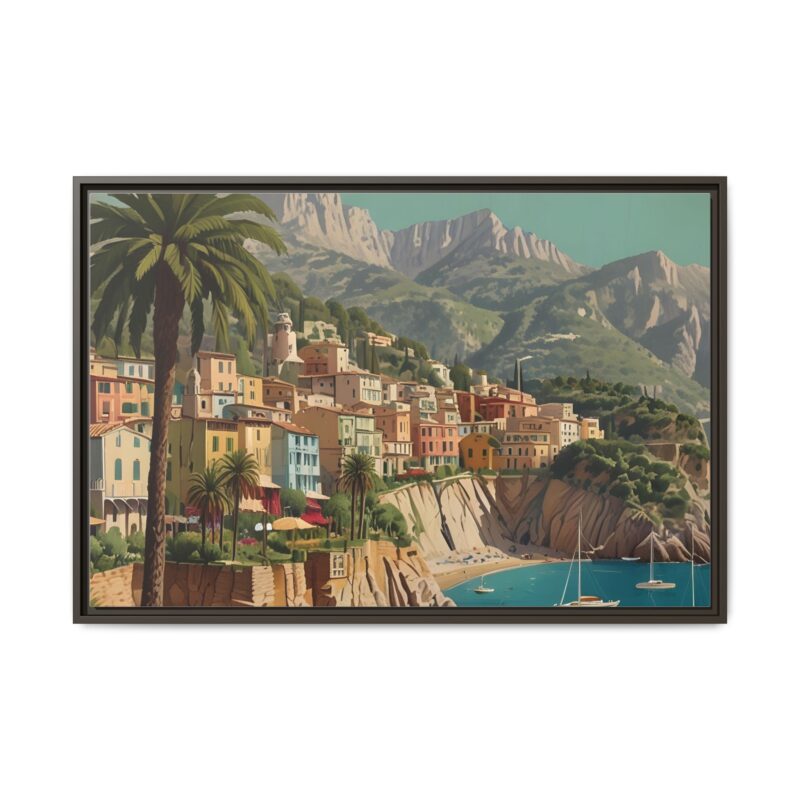 Canvas art of Sun-Drenched Italian Riviera Poster with Sailboats and Palm Trees - Image 96