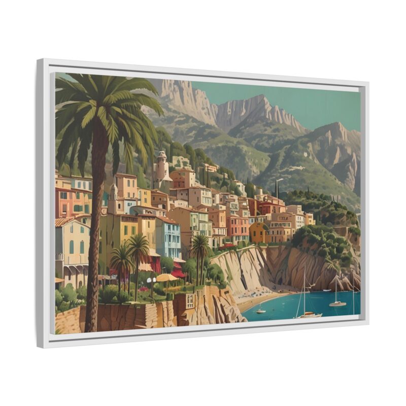 Canvas art of Sun-Drenched Italian Riviera Poster with Sailboats and Palm Trees - Image 87