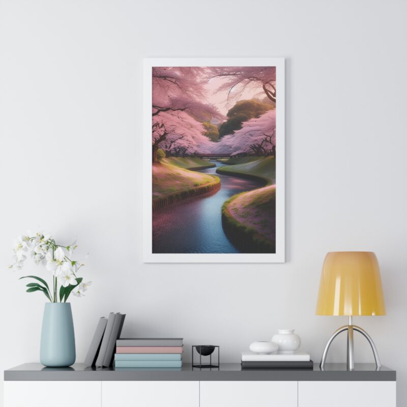 Stunning Canvas Wall Art of Cherry Blossoms Over a Peaceful Stream for Living Room and Office Décor" - Image 20