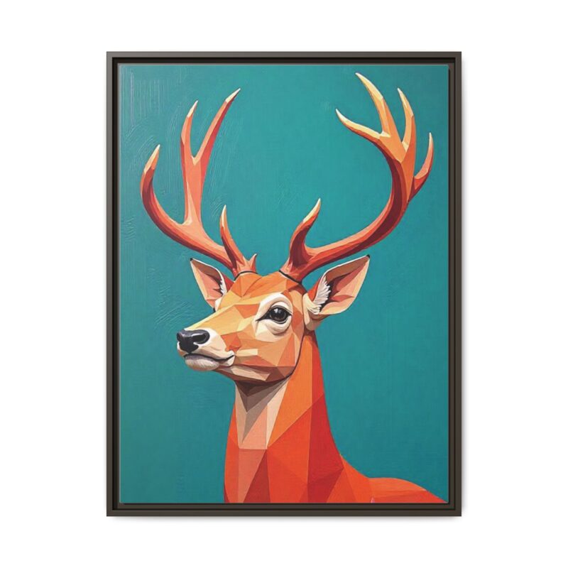Canvas Art - Low-Poly Deer in Orange, Red, and Pink on Teal Blue Background - Image 70