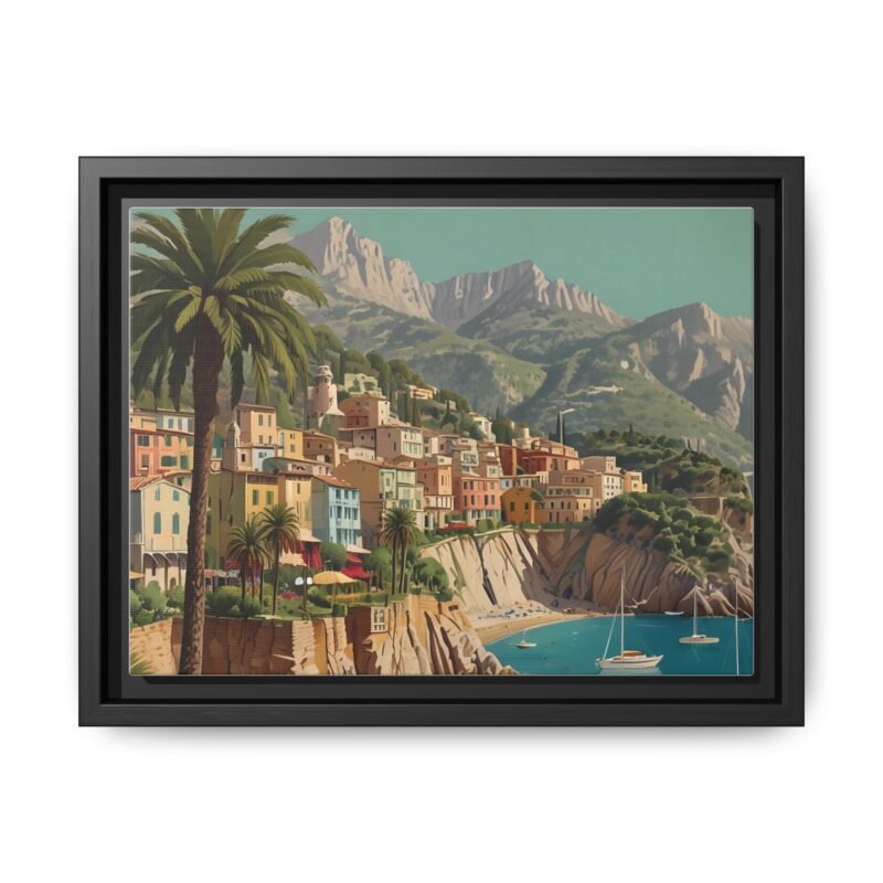 Canvas art of Sun-Drenched Italian Riviera Poster with Sailboats and Palm Trees - Image 6
