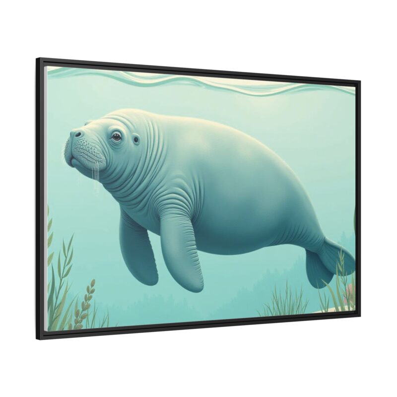 Gentle Giant Florida canvas prints featuring a peaceful manatee swimming through the water. - Image 2