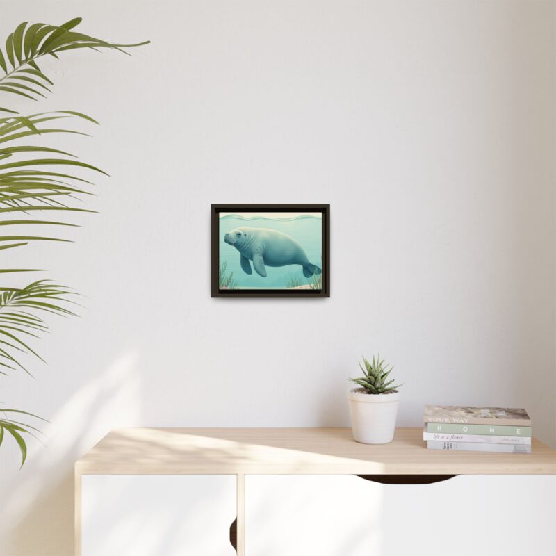 Gentle Giant Florida canvas prints featuring a peaceful manatee swimming through the water. - Image 43