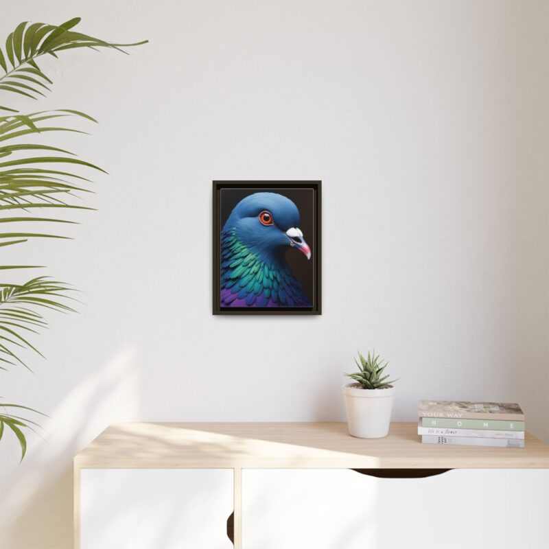 Canvas Print featuring a close-up portrait of a colorful pigeon - Image 41