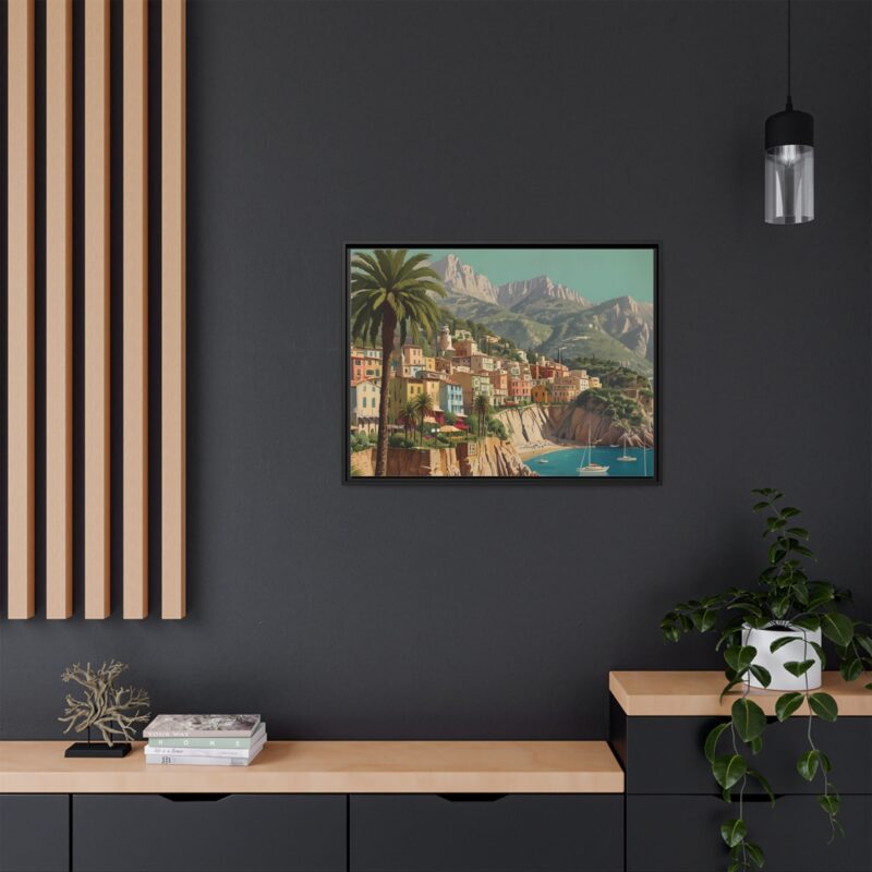 Canvas art of Sun-Drenched Italian Riviera Poster with Sailboats and Palm Trees - Image 28