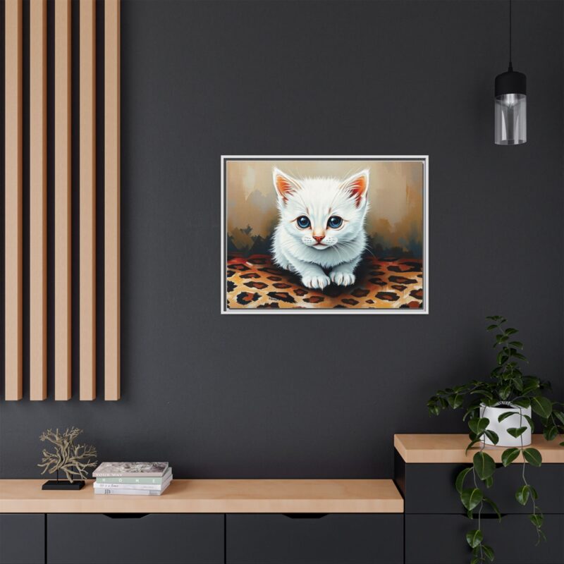 Canvas Print - White Kitten on Leopard Print Surface Wall Art - Image 92